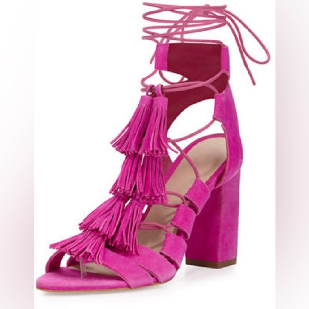 Loeffler Randall Luz Tassel Sandals in Azalea